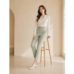 Temperament commuter high street egg cyan stiff cigarette pants 9 points pants suit bottoms 22 autumn women